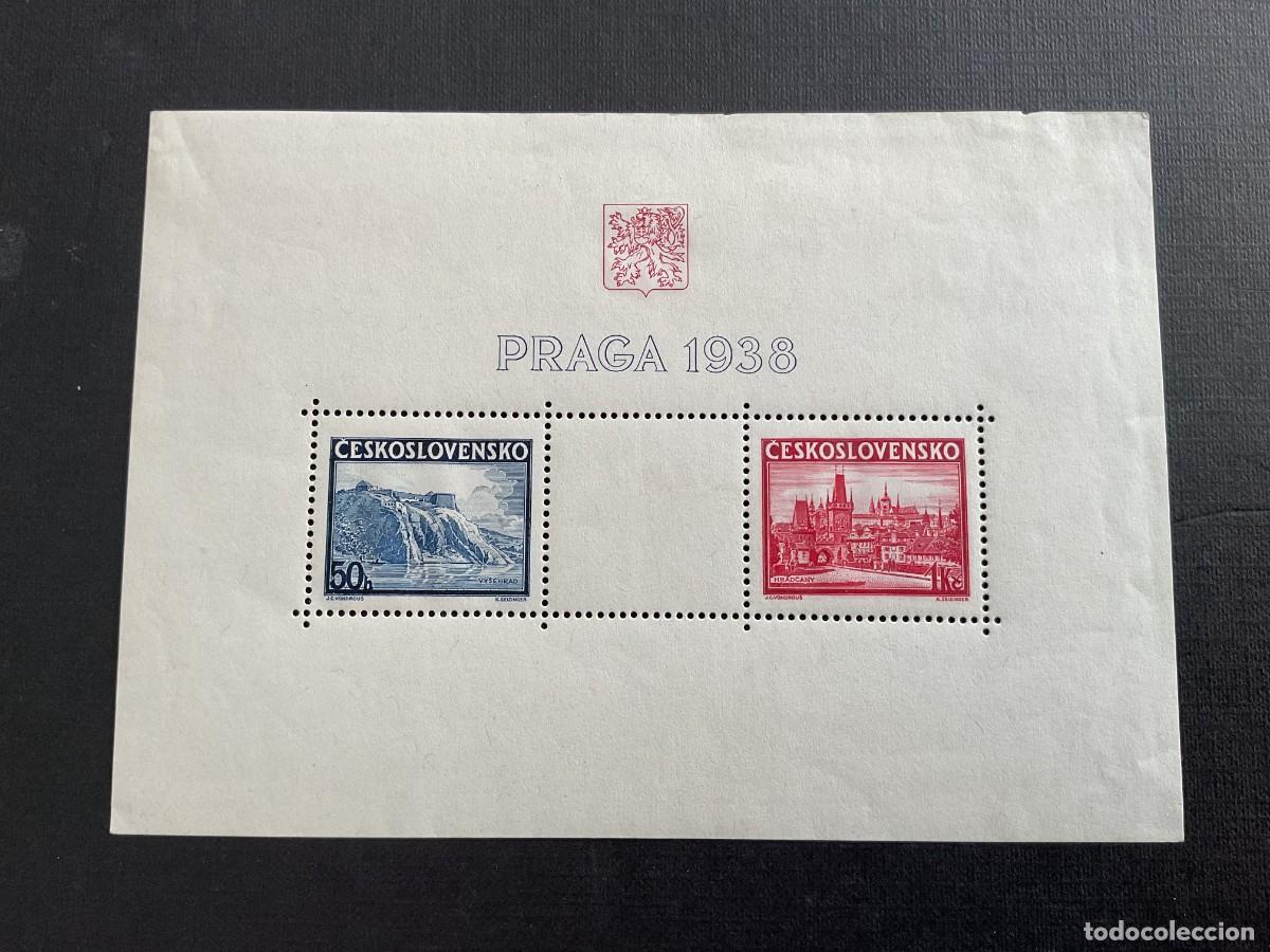 Sellos: CHECOSLOVAQUIA N&ordm; YVERT HB 6** A&Ntilde;O 1938. EXPOSICION FILATELICA DE PRAGA. CON CHARNELA