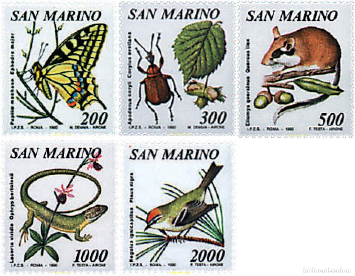 Sellos: 95015 MNH SAN MARINO 1990 FAUNA Y FLORA