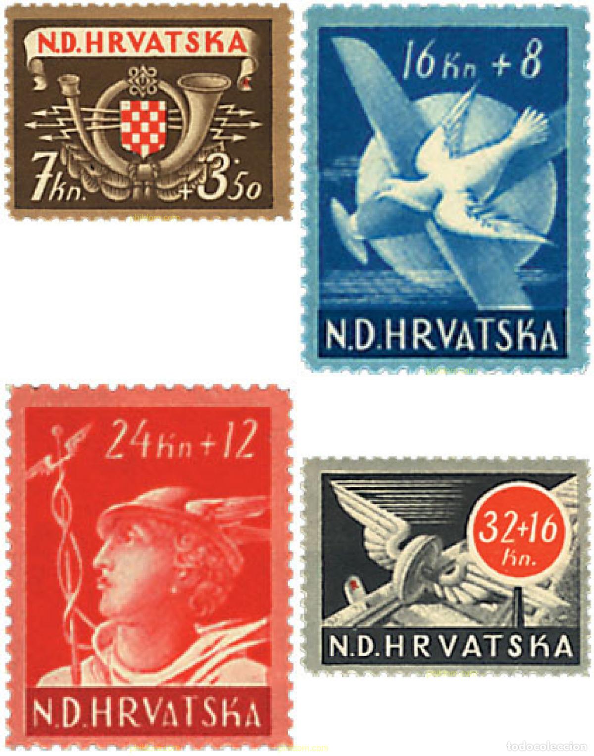 Sellos: 67370 MNH CROACIA 1944 PRO EMPLEADOS DE CORREOS Y FERROCARRILES