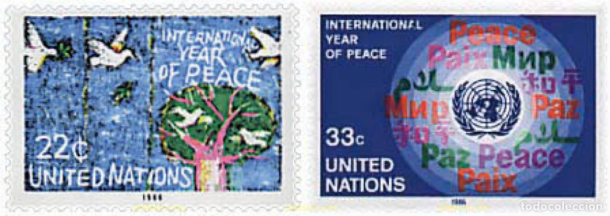 Sellos: 33212 MNH NACIONES UNIDAS. Nueva York 1986 A&Ntilde;O INTERNACIONAL DE LA PAZ