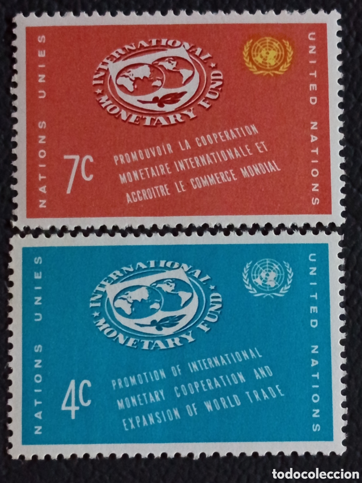 Sellos: Naciones Unidas NY 1961 4c+7c Fondo Monetario FMI par MNH Scott 96-97