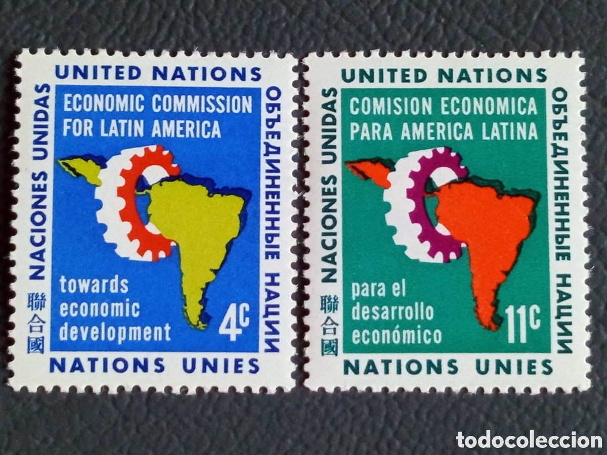 Sellos: Naciones Unidas NY 1961 4c+11c CEPAL Am&eacute;rica Latina par MNH Scott 98-99