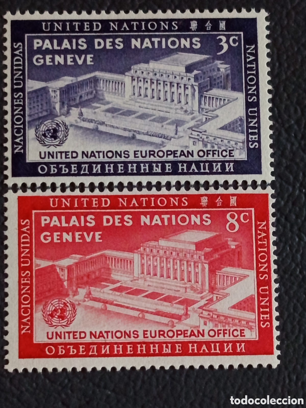 Sellos: Naciones Unidas NY 1954 3c+8c Palais des Nations Ginebra par MH Scott 25-26