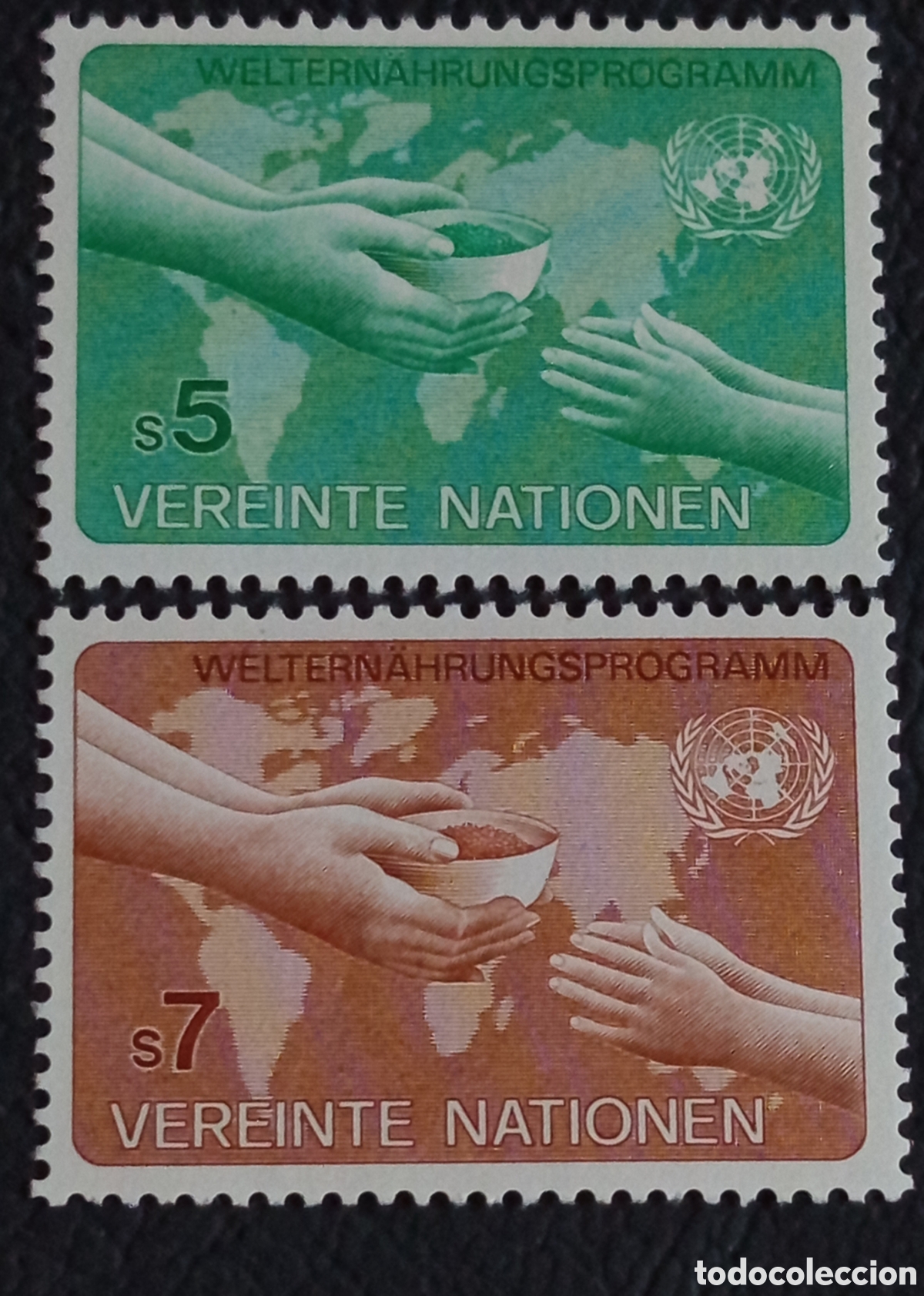Sellos: Naciones Unidas Viena 1983 5S+7S Programa Mundial Alimentos par MNH Michel 35-36
