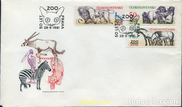Sellos: 285934 USED CHECOSLOVAQUIA 1981 50 ANIVERSARIO DEL ZOO DE PRAGA.