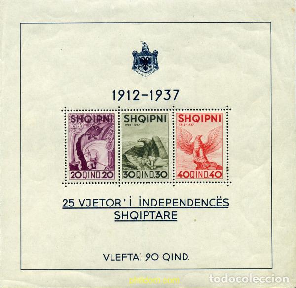 Sellos: 681322 MNH ALBANIA 1937 25 ANIVERSARIO DE LA INDEPENDENCIA
