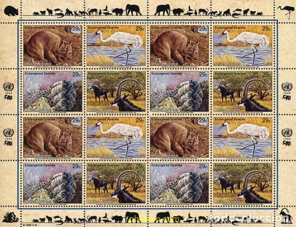 Sellos: 11896 MNH NACIONES UNIDAS. Nueva York 1993 PROTECCION DE LA NATURALEZA