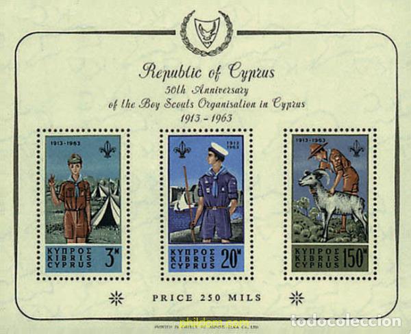 Sellos: 273440 MNH CHIPRE 1963 50 ANIVERSARIO DEL MOVIMIENTO ESCOLTA EN CHIPRE