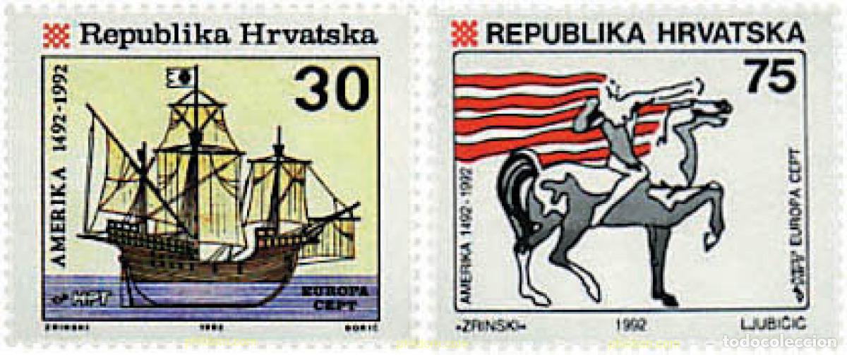 Sellos: 62813 MNH CROACIA 1992 EUROPA CEPT. 500 ANIVERSARIO DEL DESCUBRIMIENTO DE AMERICA