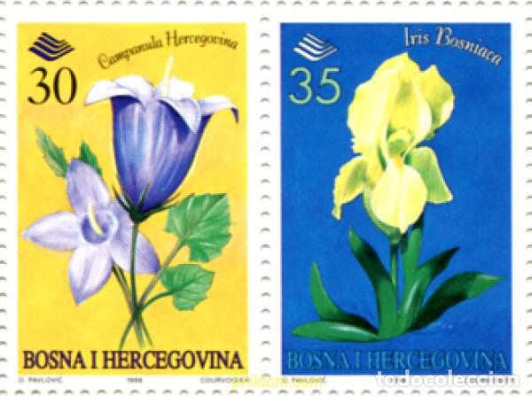 Sellos: 4621 MNH BOSNIA-HERZEGOVINA 1996 FLORES Y PERROS