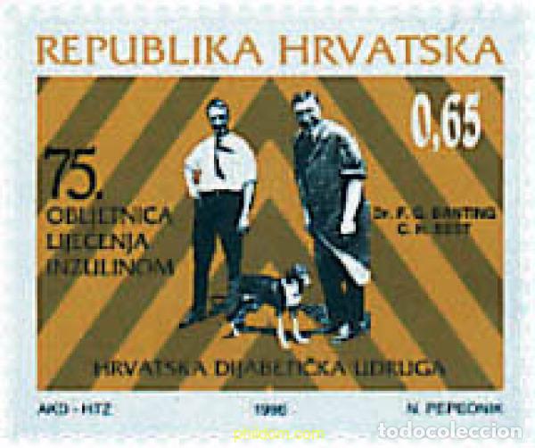 Sellos: 50877 MNH CROACIA 1996 75 ANIVERSARIO DEL DESCUBRIMIENTO DE LA INSULINA