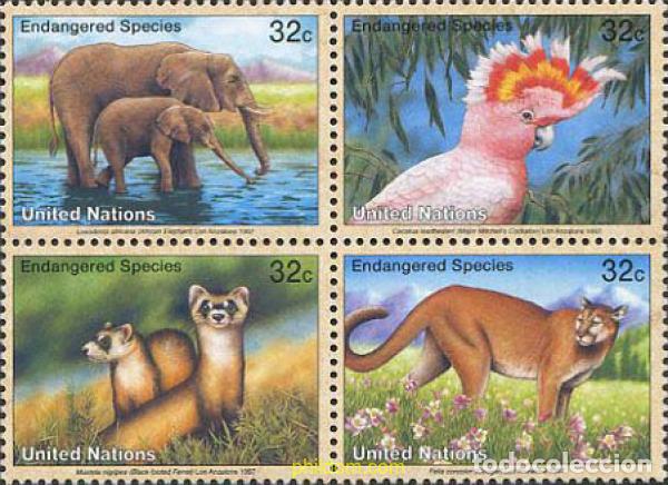 Sellos: 6876 MNH NACIONES UNIDAS. Nueva York 1997 ESPECIES EN PELIGRO DE EXTINCION