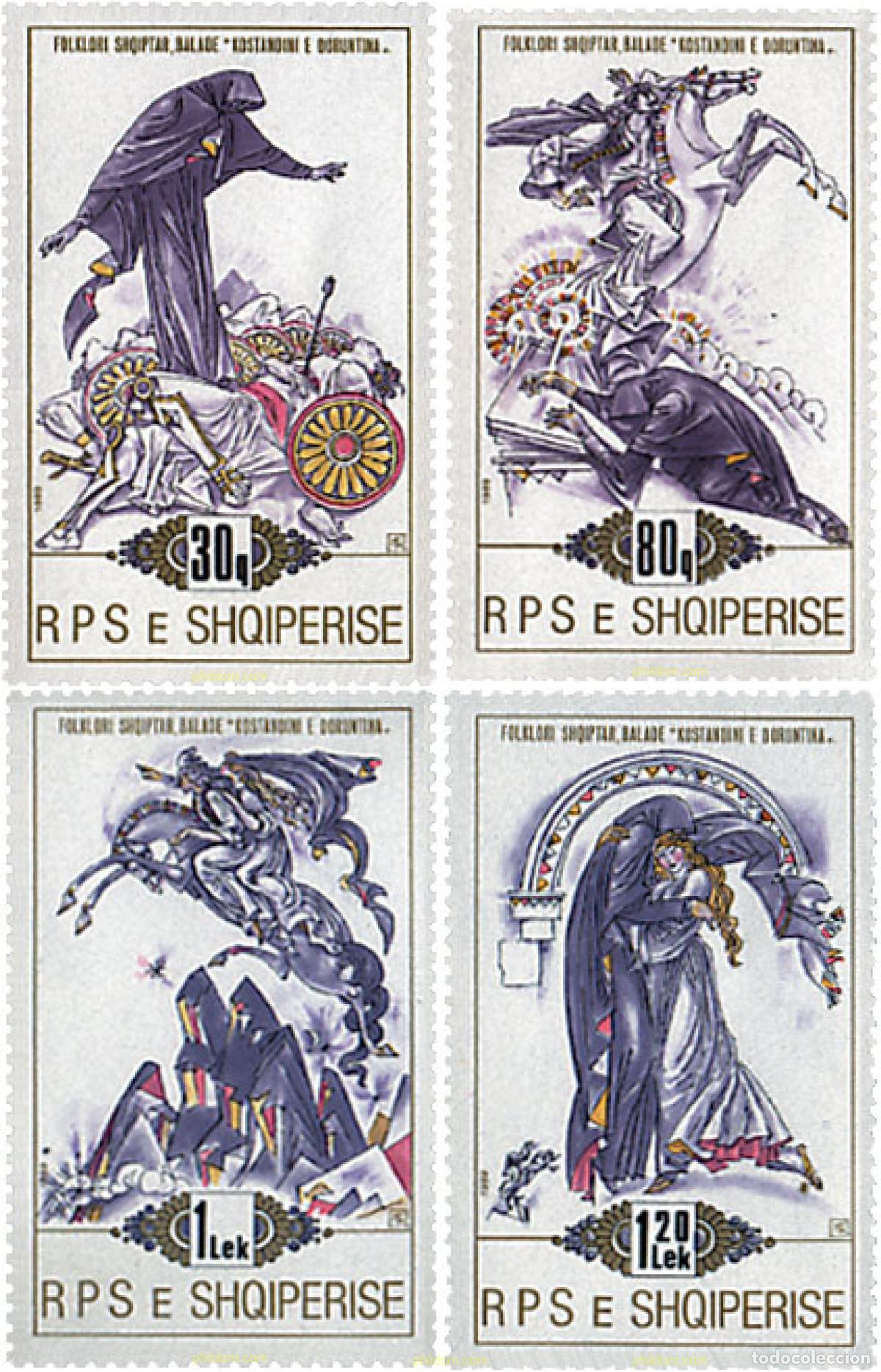 Sellos: 78581 MNH ALBANIA 1989 FOLCLORE ALBANES. ESCENAS DE LA BALADA KONSTANDINI Y DORUNTINA