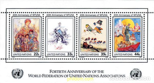Sellos: 56445 MNH NACIONES UNIDAS. Nueva York 1986 40 ANIVERSARIO DE LA F.M.A.N.U.
