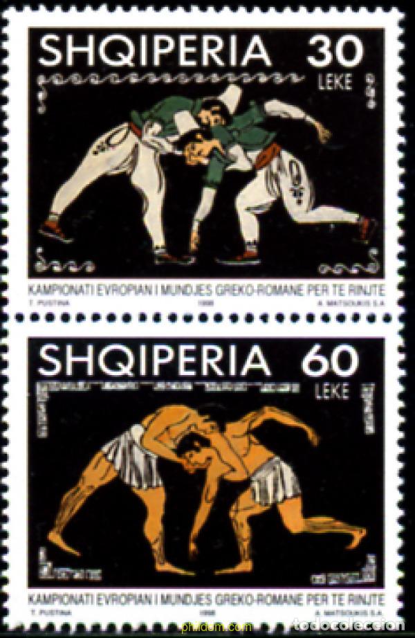 Sellos: 124452 MNH ALBANIA 1998 CAMPEONATOS EUROPEOS Y MUNDIALES DE LUCHA GRECO ROMANA
