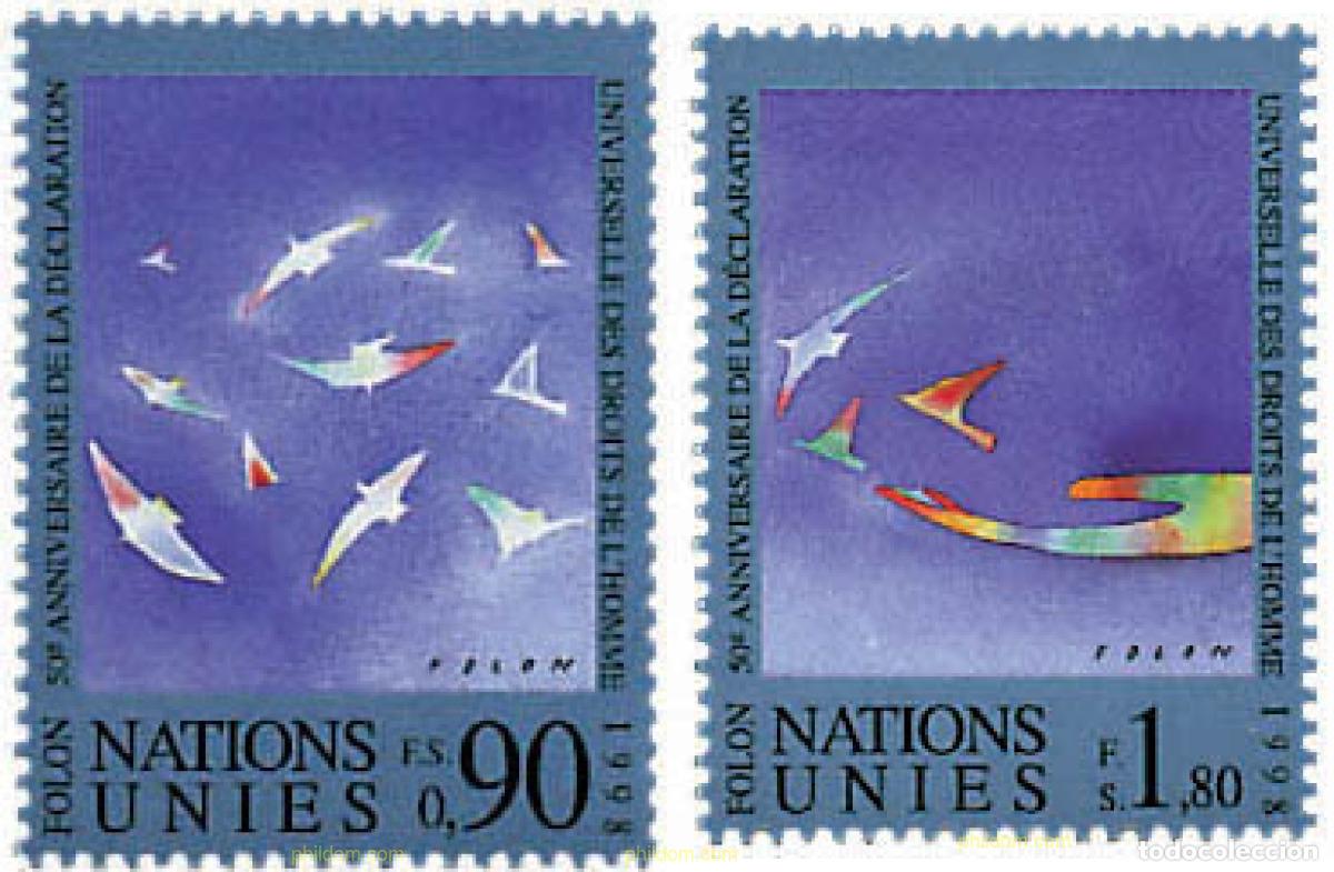 Sellos: 36822 MNH NACIONES UNIDAS. Ginebra 1998 50 ANIVERSARIO DE LA DECLARACION EUROPEA DE LOS DERECHOS HU