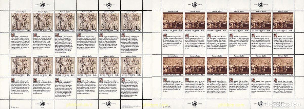 Sellos: 141305 MNH NACIONES UNIDAS. Nueva York 1990 DECLARACION UNIVERSAL DE LOS DERECHOS HUMANOS