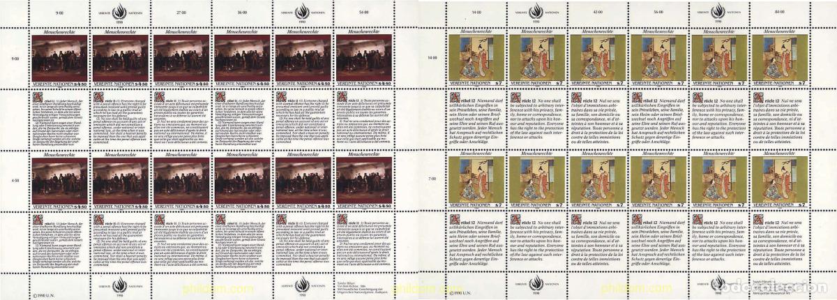 Sellos: 143732 MNH NACIONES UNIDAS. Viena 1990 DECLARACION UNIVERSAL DE LOS DERECHOS HUMANOS