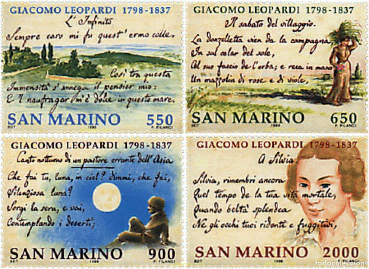 Briefmarken: 30883 MNH SAN MARINO 1998 CENTENARIO DEL NACIMIENTO DEL POETA GIACOMO LEOPARDI