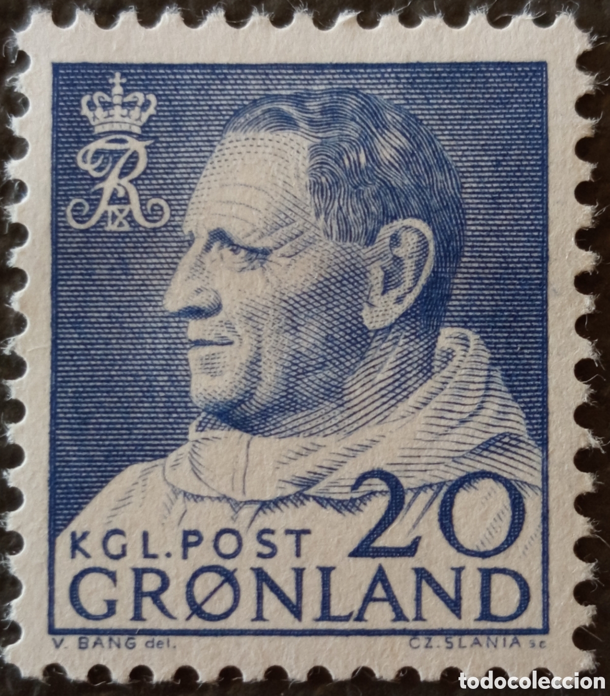 Timbres: Groenlandia 1963 20 Ore Azul Rey Frederik IX Slania Scott 52 MH