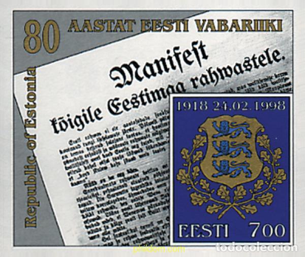 Sellos: 85755 MNH ESTONIA 1998 80 ANIVERSARIO DE LA REPUBLICA