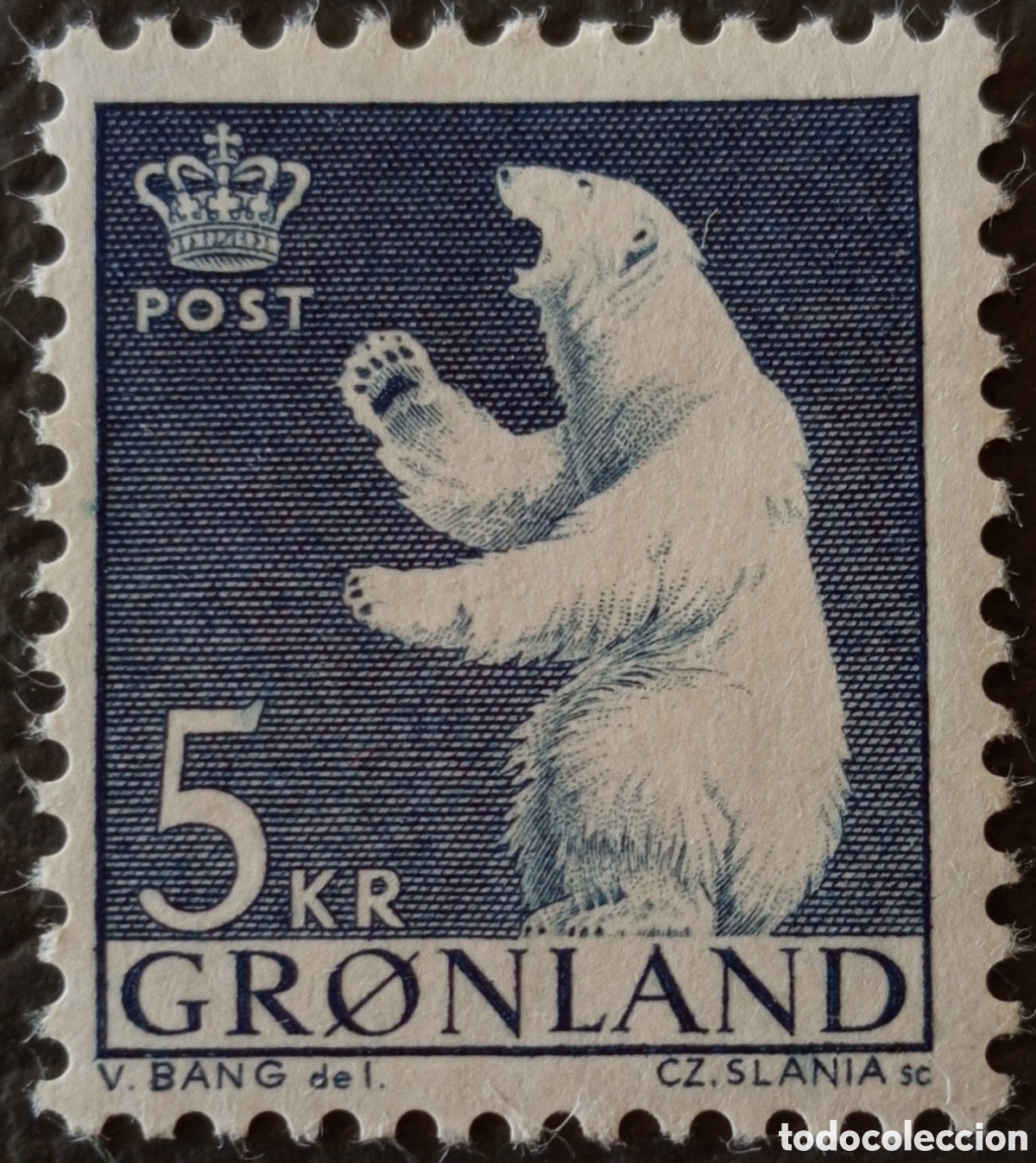 Francobolli: Groenlandia 1963 5 Kr Azul Oso Polar Slania Scott 64 Michel 60 MH