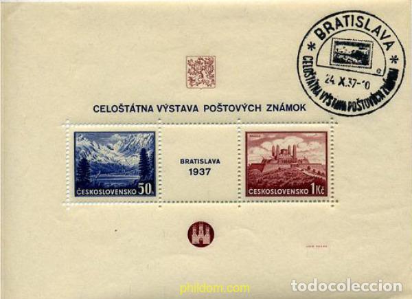 Sellos: 211577 USED CHECOSLOVAQUIA 1937 EXPOSICION FILATELICA DE BRATISLAVA