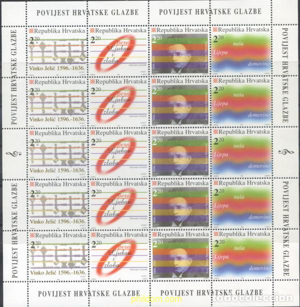 Sellos: 280693 MNH CROACIA 1996 HISTORIA DE LA MUSICA CROATA
