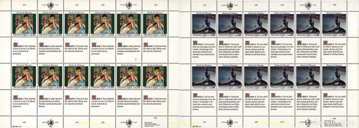 Sellos: 7748 MNH NACIONES UNIDAS. Ginebra 1989 DECLARACION UNIVERSAL DE LOS DERECHOS HUMANOS