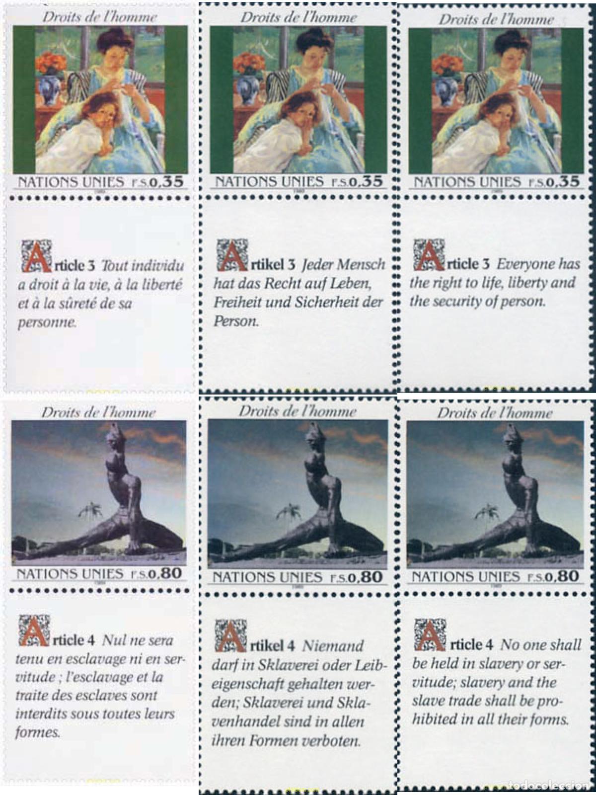 Sellos: 220904 MNH NACIONES UNIDAS. Ginebra 1989 DECLARACION UNIVERSAL DE LOS DERECHOS HUMANOS