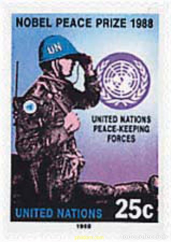 Sellos: 37451 MNH NACIONES UNIDAS. Nueva York 1989 PREMIO NOBEL DE LA PAZ A LAS FUERZAS DE MANTENIMIENTO