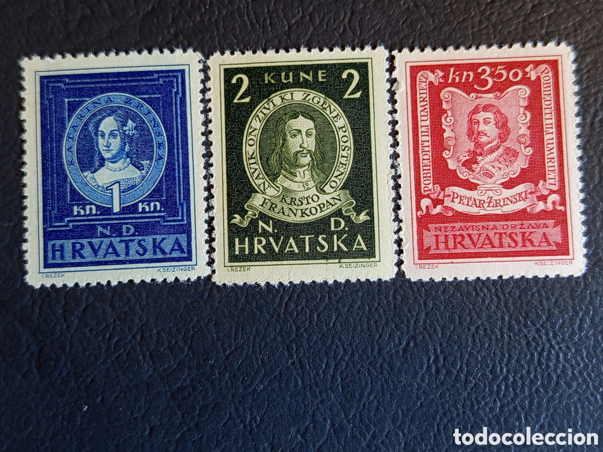Sellos: Croacia NDH 1943 Zrinski Frankopan serie completa Michel 103-105 MNH