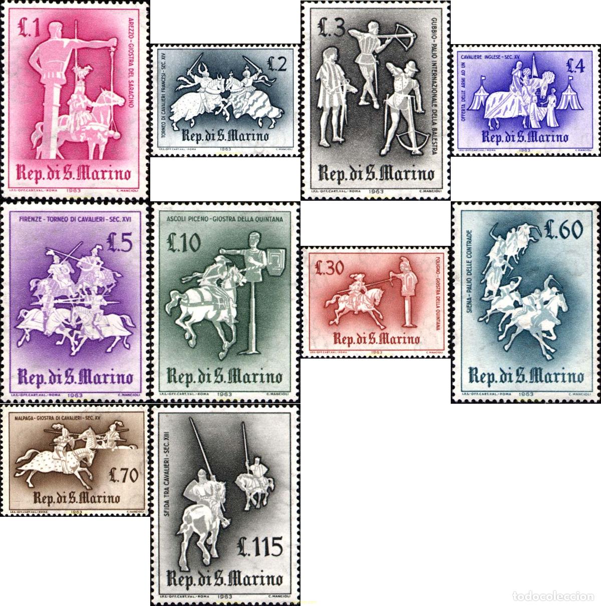 Sellos: 29758 MNH SAN MARINO 1963 LUCHAS Y TORNEOS MEDIVALES