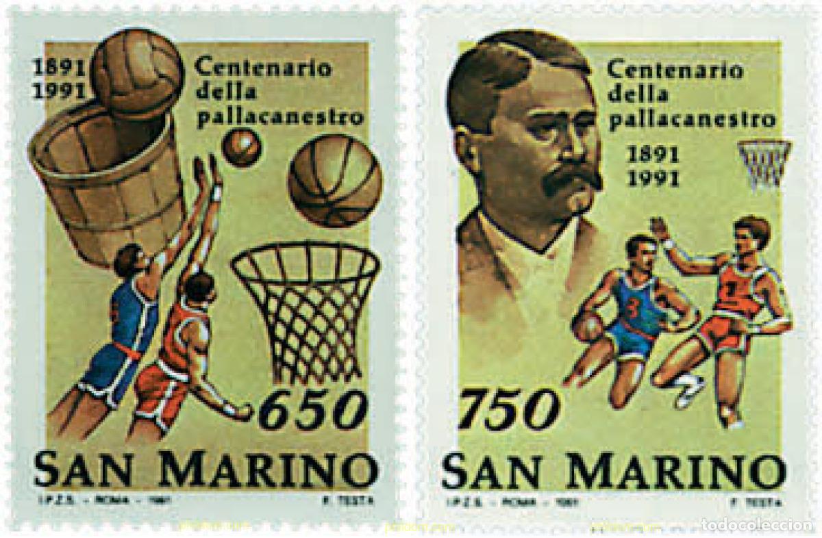 Sellos: 52296 MNH SAN MARINO 1991 CENTENARIO DEL BALONCESTO