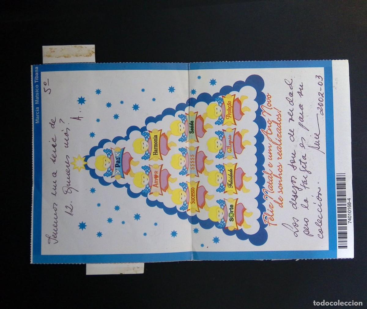 Sellos: KV)2002 BRAZIL, INTERIOR OF CHRISTMAS CARD SENT FROM BRAZIL TO CUBA WITH A MERRY CHRISTMAS AND HAPPY