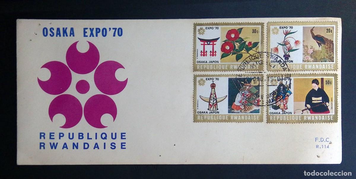 Sellos: KV) 1970 RWANDA, FIRST DAY COVER FOR OSAKA EXPO '70 SENT FROM RWANDA BEARING FOUR COMMEMORATIVE STAM
