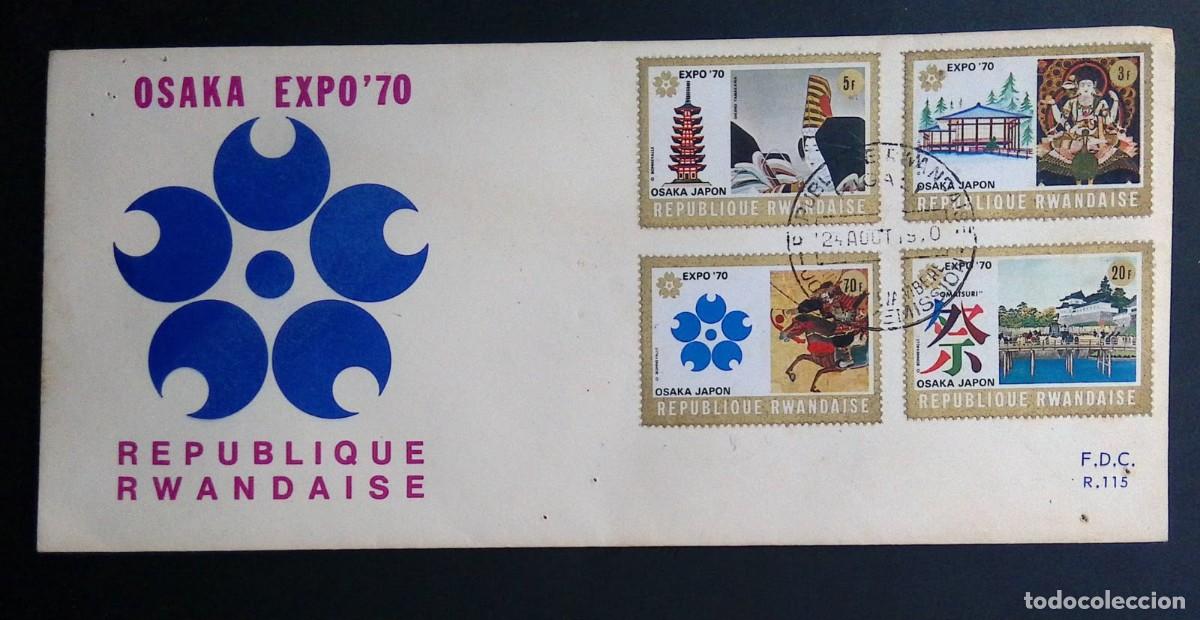 Sellos: KV) 1970 RWANDA, FIRST DAY COVER FOR OSAKA EXPO '70 SENT FROM RWANDA BEARING FOUR COMMEMORATIVE STAM