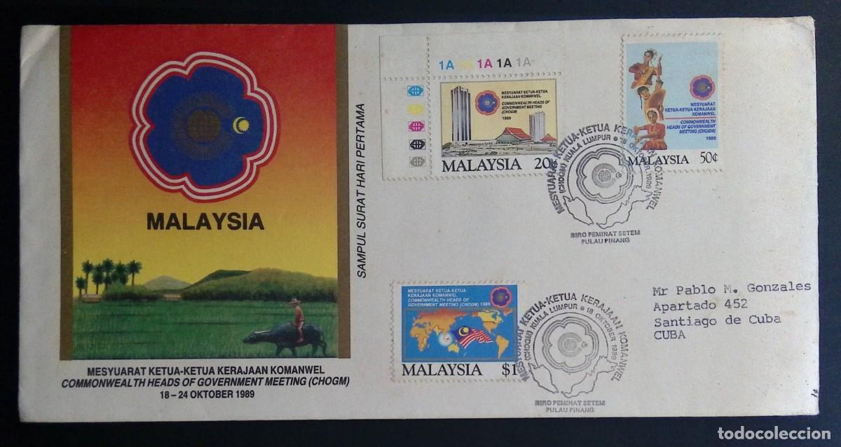 Sellos: KV) 1989 MALAYSIA, FIRST DAY COVER FOR THE COMMONWEALTH HEADS OF GOVERNMENT MEETING SENT FROM KUALA