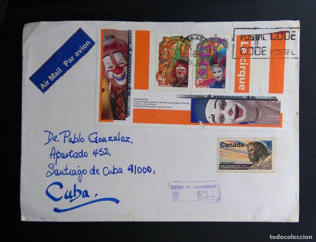 Sellos: KV) 1998 CANADA, AIRMAIL ENVELOPE SENT FROM CANADA TO SANTIAGO DE CUBA IN CUBA BEARING THREE STAMPS