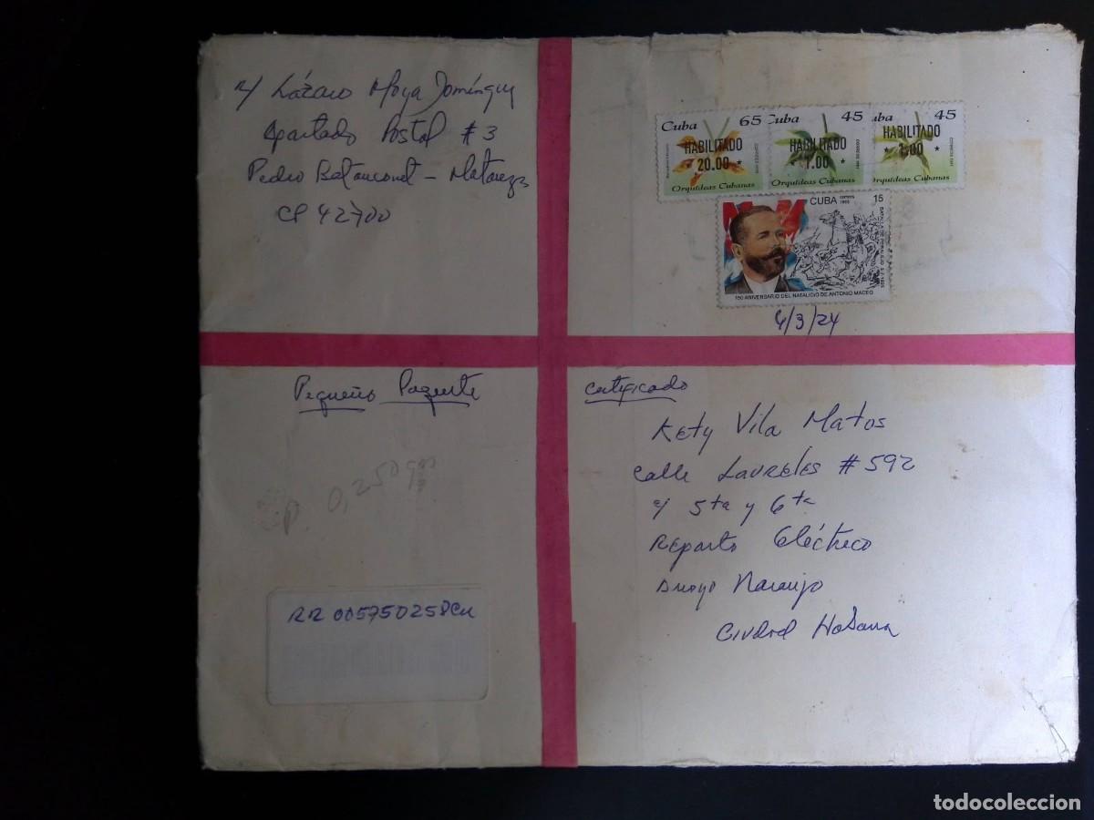 Sellos: KV) 2024 CUBA, CERTIFIED SMALL PACKET SENT FROM PEDRO BETANCOURT MATANZAS IN CUBA TO ARROYO NARANJO