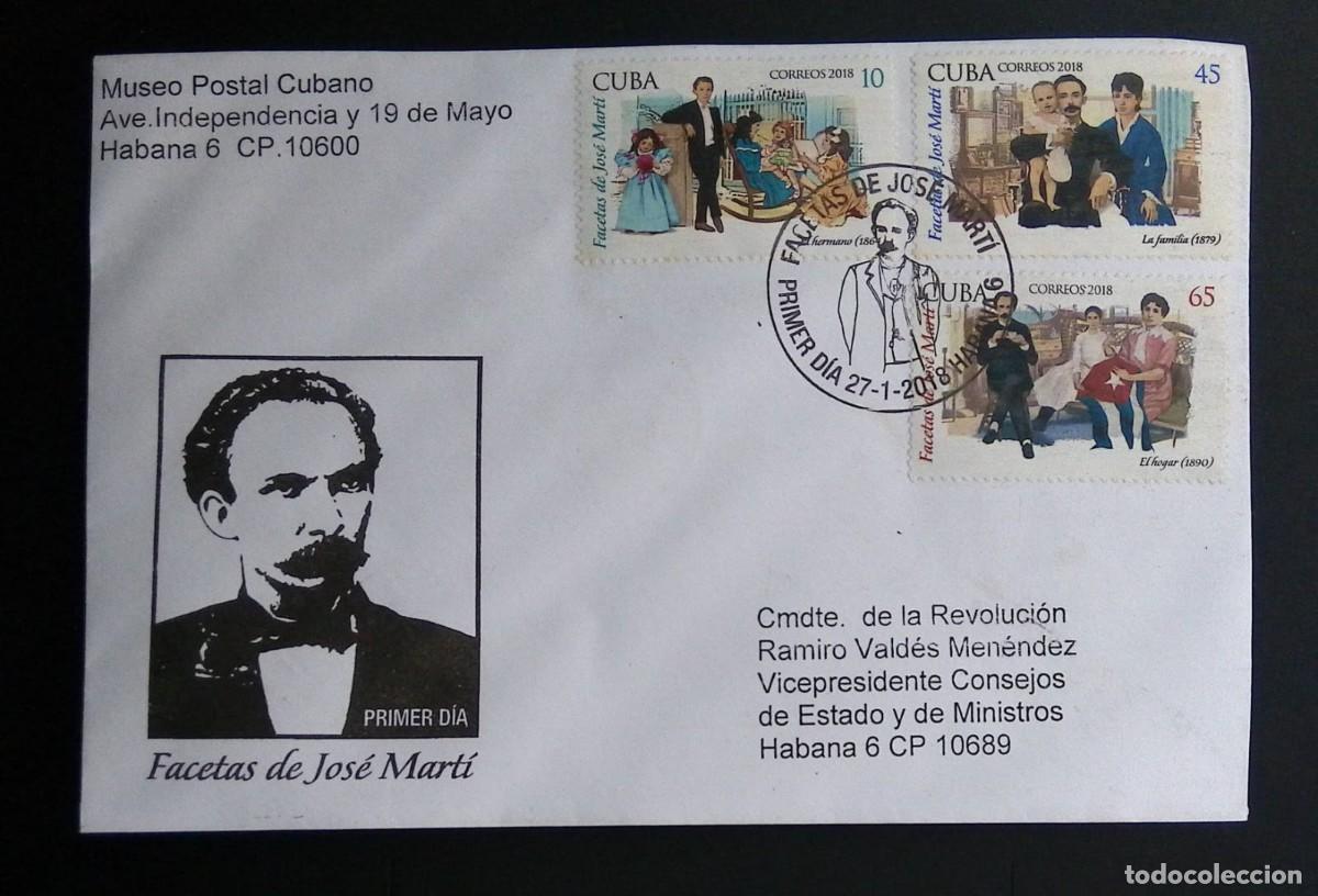 Sellos: KV) 2018 CUBA, FIRST DAY COVER FACETAS DE JOSE MARTI SENT FROM HAVANA IN CUBA TO HAVANA IN CUBA BEAR