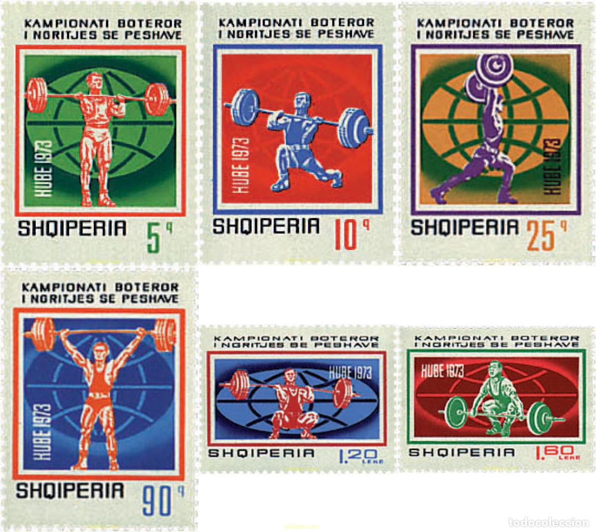 Sellos: 78393 MNH ALBANIA 1973 CAMPEONATO DE HALTEROFILIA EN CUBA