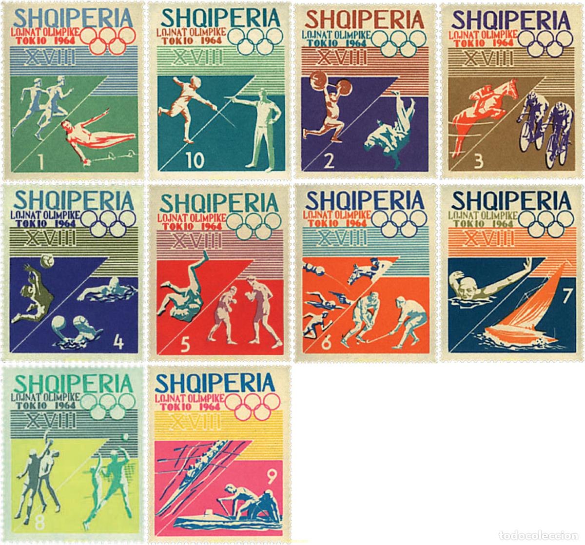 Sellos: 634931 HINGED ALBANIA 1964 18 JUEGOS OLIMPICOS VERANO TOKIO 1964