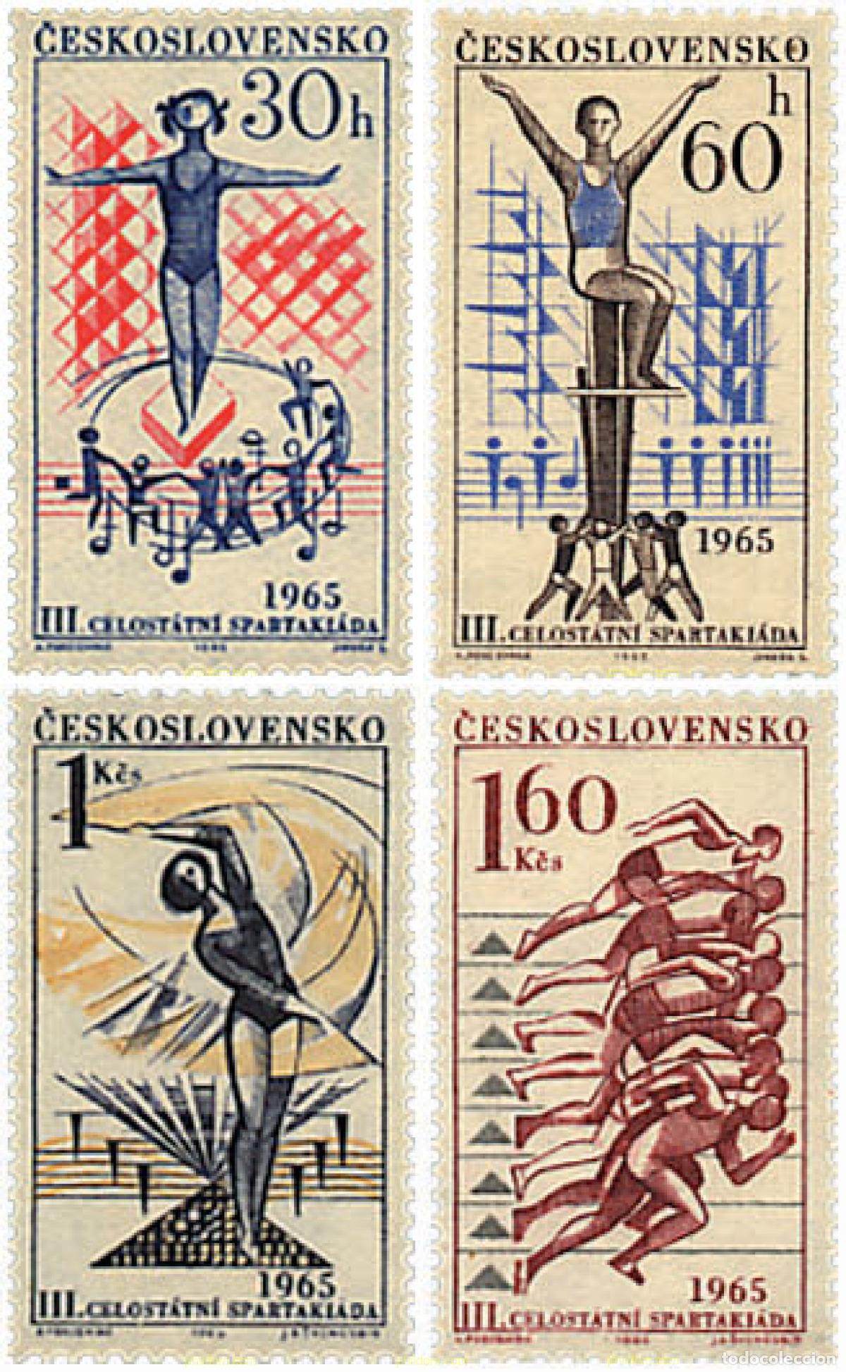 Sellos: 63662 MNH CHECOSLOVAQUIA 1965 3 SPARTAKIADAS NACIONALES.