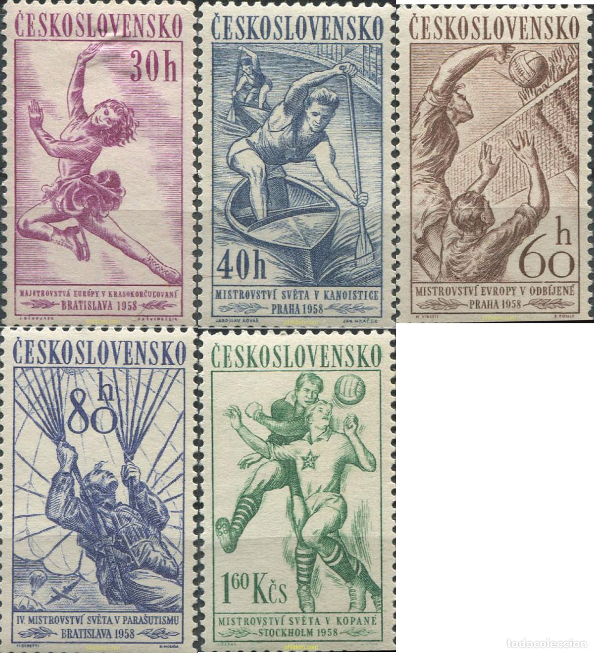 Timbres: 63621 MNH CHECOSLOVAQUIA 1958 CAMPEONATOS MUNDIALES EN EUROPA