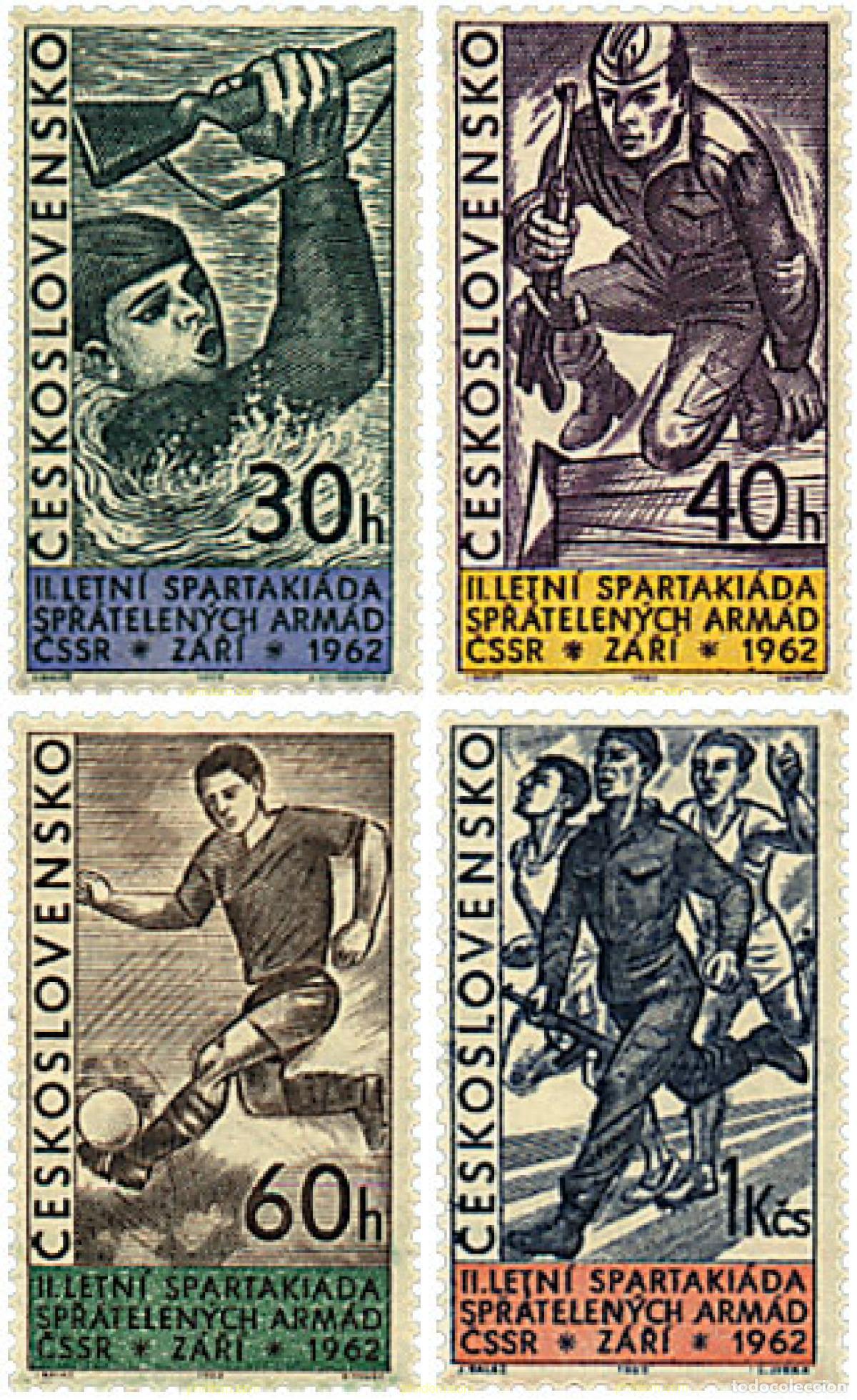 Sellos: 259623 HINGED CHECOSLOVAQUIA 1962 2 SPARTAKIADAS DE LAS FUERZAS ARMADAS CHECAS.