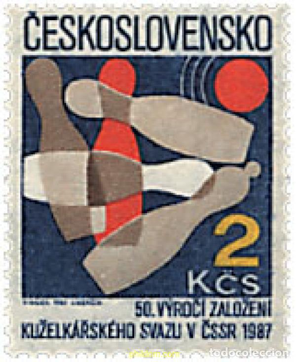 Sellos: 63798 MNH CHECOSLOVAQUIA 1987 50 ANIVERSARIO DE LA ASOCIACION CHECA DE BOLOS.