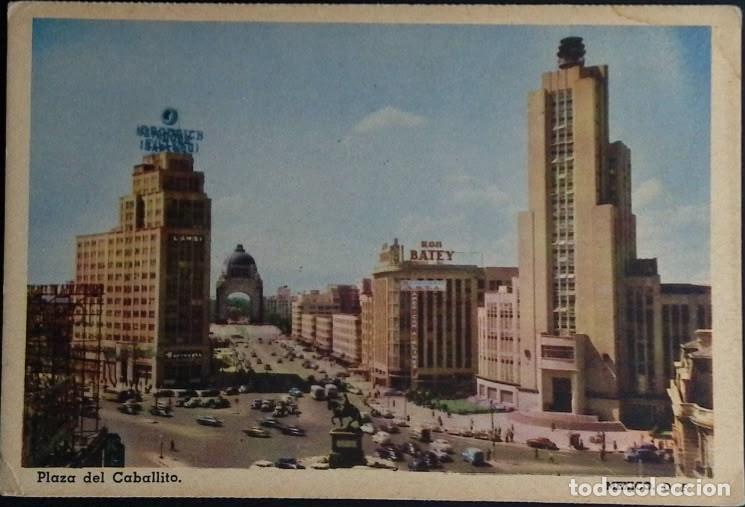 Sellos: KV)1950 MEXICO, POSTCARD OF PLAZA DEL CABALLITO IN MEXICO CITY, NO VISIBLE STAMPS.