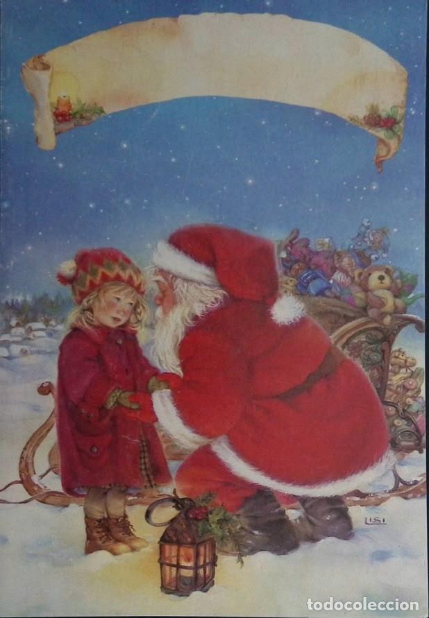 Sellos: KV) 1990, UNITED STATES, CHRISTMAS ILLUSTRATION SHOWING SANTA CLAUS TALKING WITH A YOUNG GIRL BESIDE