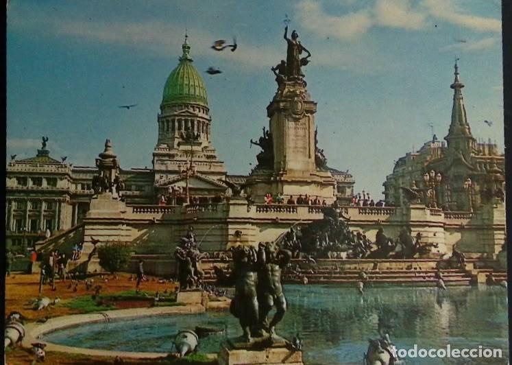 Sellos: KV)1965, ARGENTINA VIEW OF THE NATIONAL CONGRESS BUILDING AND CONGRESS SQUARE IN BUENOS AIRES WITH I